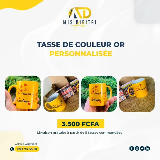 Tasse de couleur OR personnalisée
